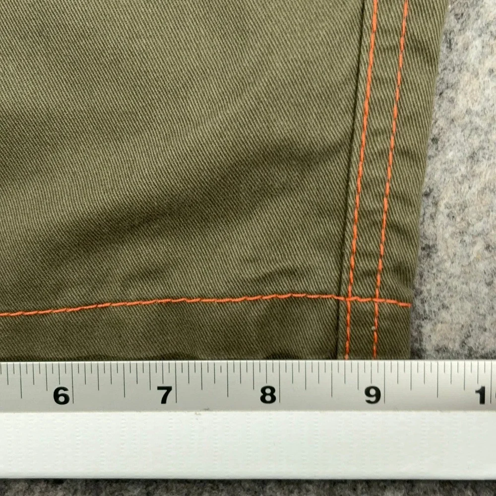 True Religion Cargo Pants Mens 38 Olive Green Twill Orange Stitching 108335 NWT